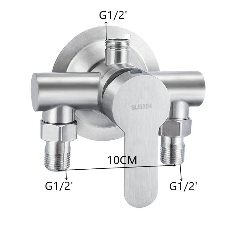 304 Stainless Steel Shower Faucet Mixer Valve Double Type Bathroom Shower Hot Cold Water Tap G1/2’ Bathtub Faucet