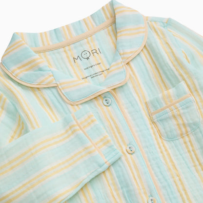 Blue Striped Button Up Pyjamas