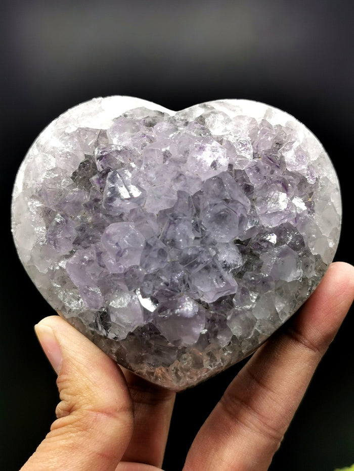 Amethyst Heart-Shaped geode cluster - crystal healing, gemstone art - Shwasam