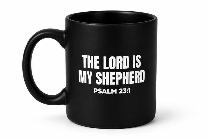 Ascend Black/White Psalm 23:1 Coffee Mug