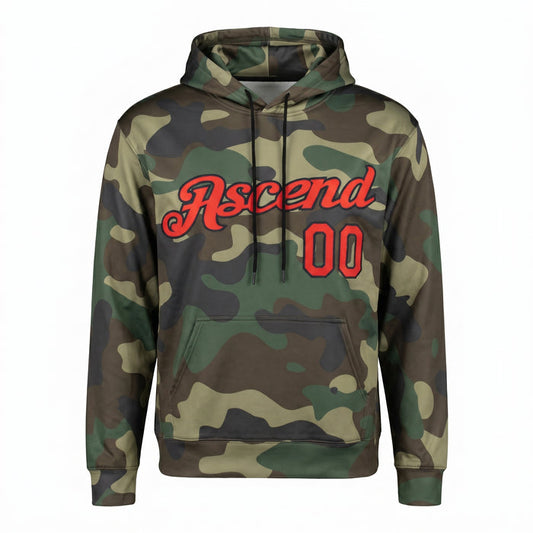 Ascend Fear God Stitched Camo Red-Navy Sports Hoodie