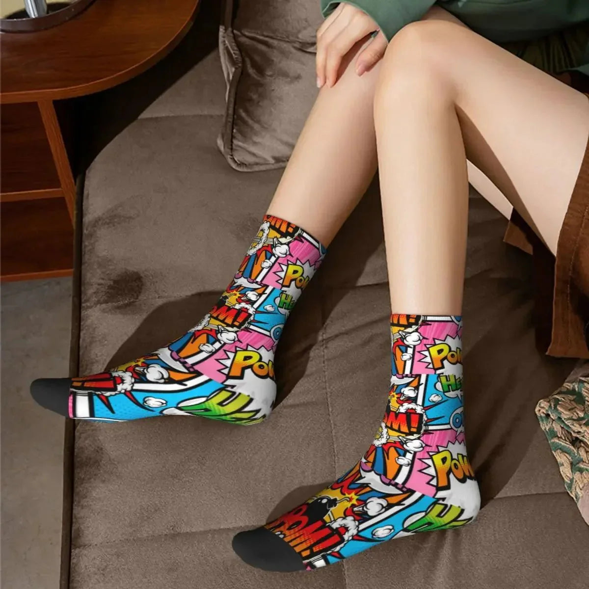 Autumn Winter Hip-hop Men's Women's Superheroes Comic Book Collection Pop Art Quotes Socks Breathable Basketball Socks