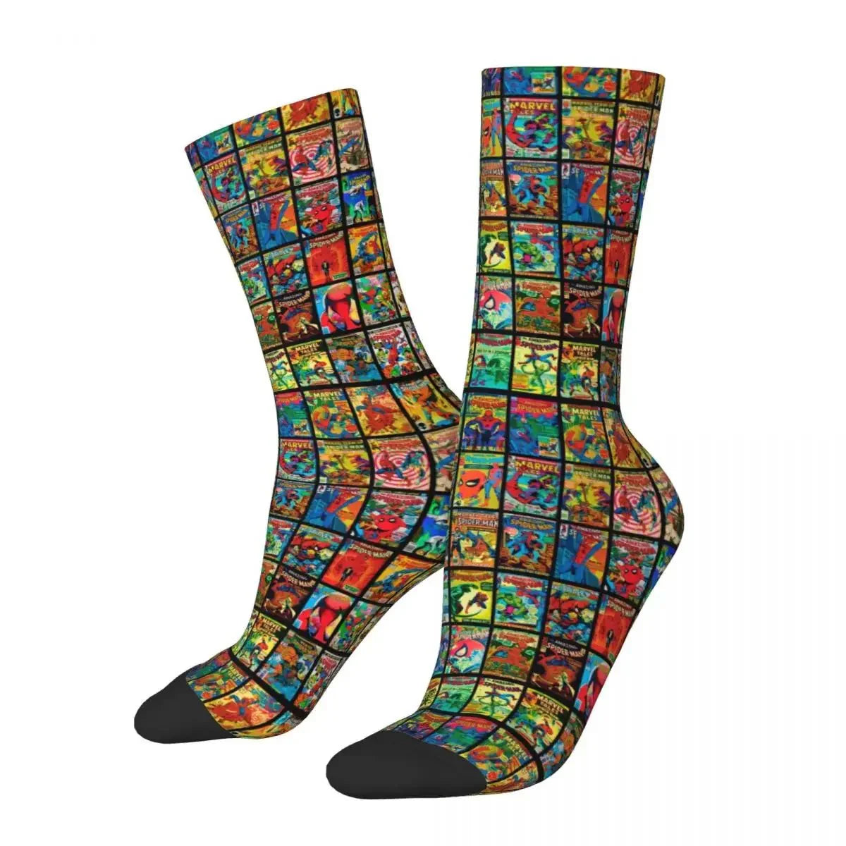 Autumn Winter Hip-hop Men's Women's Superheroes Comic Book Collection Pop Art Quotes Socks Breathable Basketball Socks