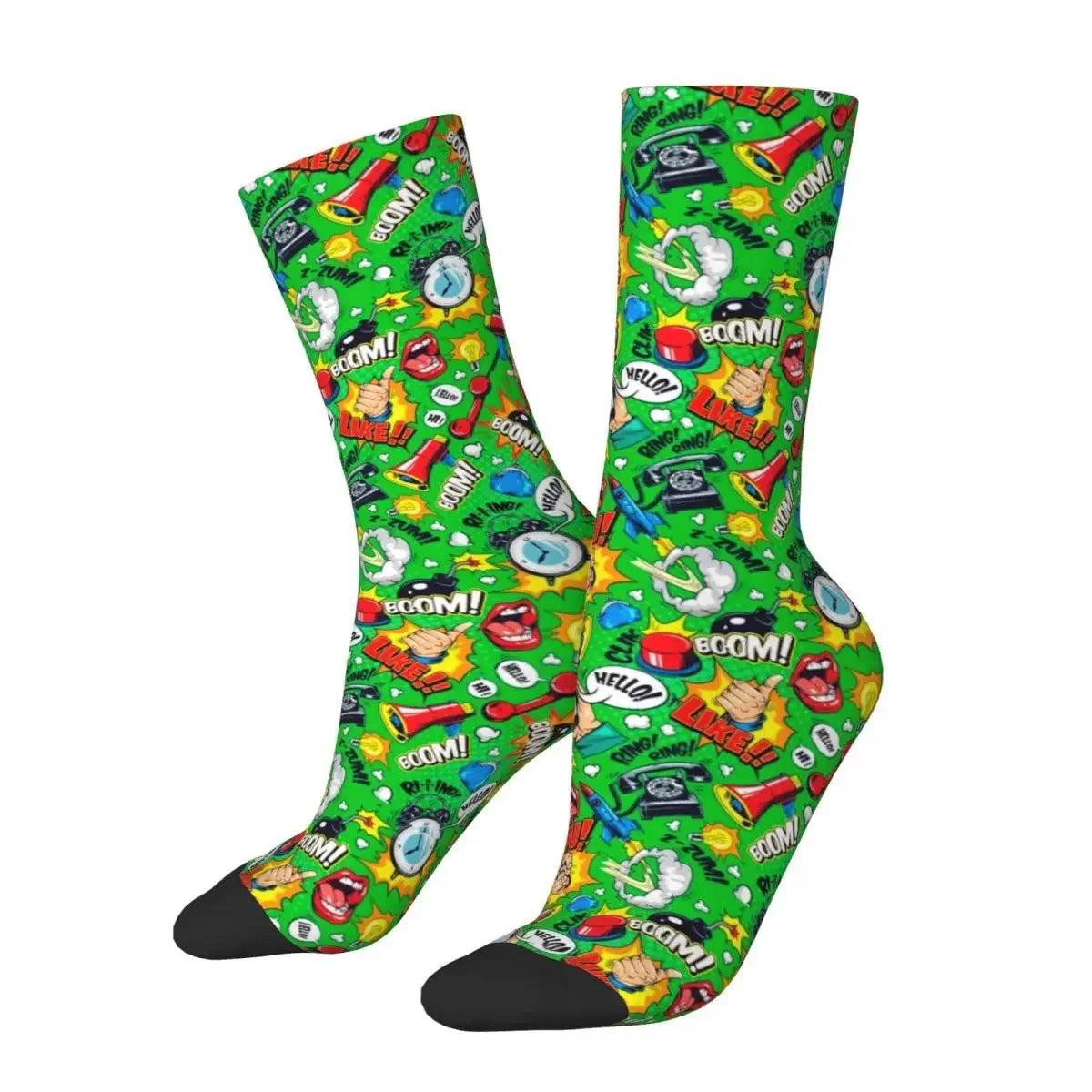Autumn Winter Hip-hop Men's Women's Superheroes Comic Book Collection Pop Art Quotes Socks Breathable Basketball Socks