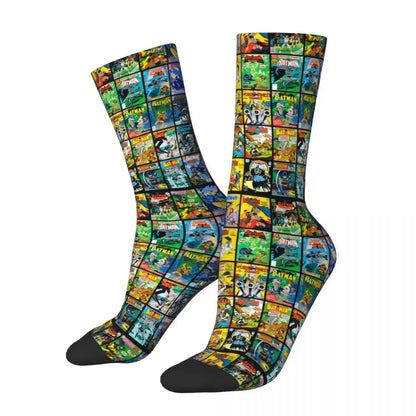 Autumn Winter Hip-hop Men's Women's Superheroes Comic Book Collection Pop Art Quotes Socks Breathable Basketball Socks