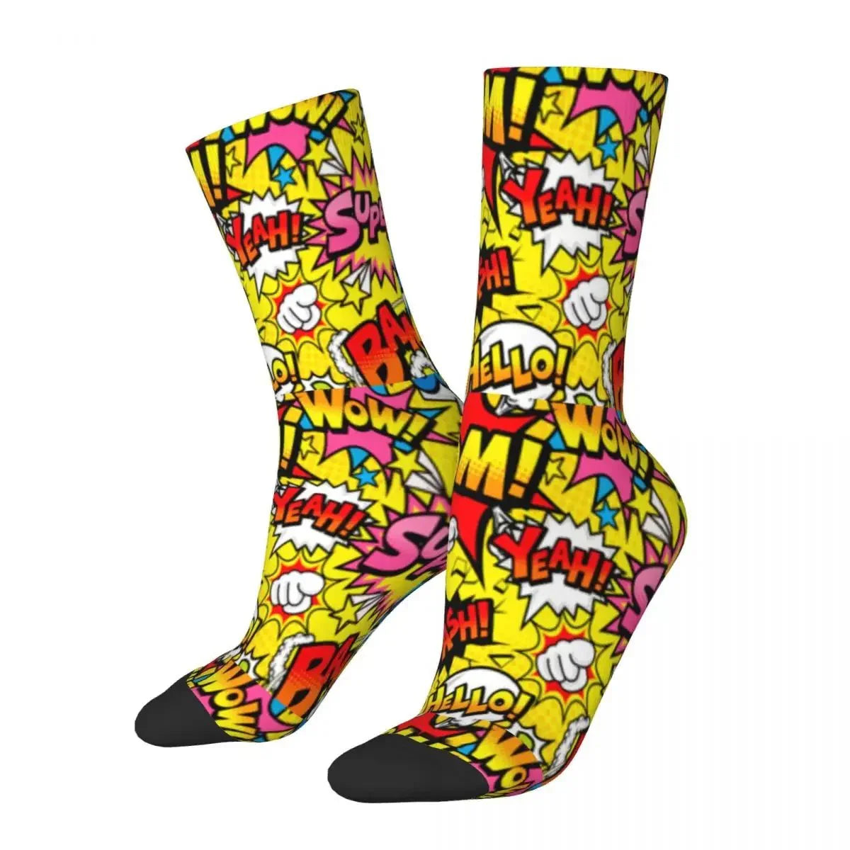 Autumn Winter Hip-hop Men's Women's Superheroes Comic Book Collection Pop Art Quotes Socks Breathable Basketball Socks
