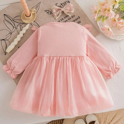Baby Girl Dress Spring/Fall Bow-Tie Tulle Girls Dress Adorable Christmas Baby Dress Baby Girl Clothing