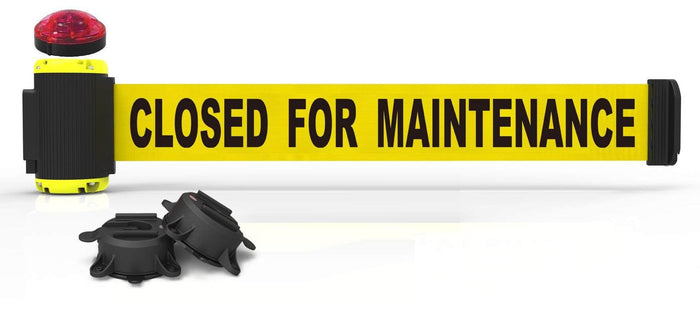 Banner Stakes 7' Magnetic Wall Mount Barrier with Red Strobe Light Kit - Crowd Control Warehouse