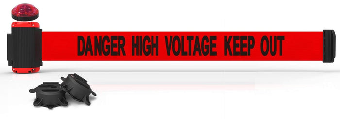 Banner Stakes 7' Magnetic Wall Mount Barrier with Red Strobe Light Kit - Crowd Control Warehouse