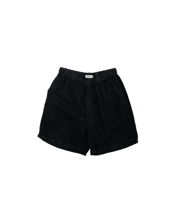 Bather Black Linen Leisure Short