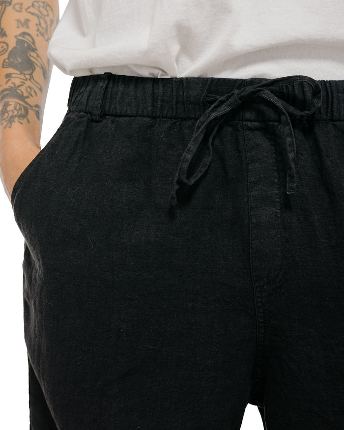 Bather Black Linen Leisure Short