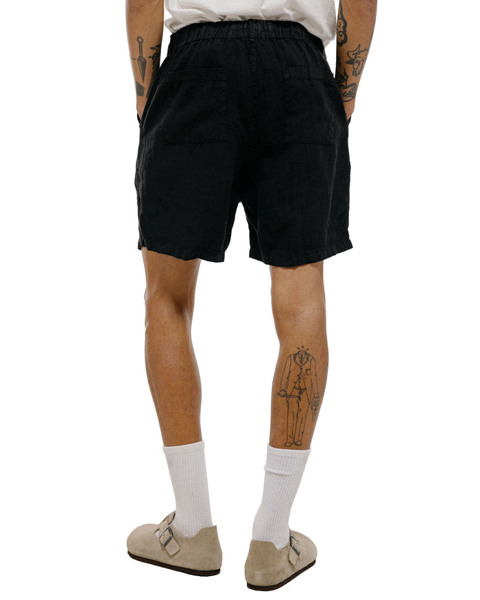 Bather Black Linen Leisure Short