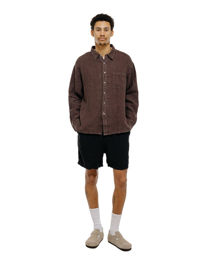 Bather Black Linen Leisure Short