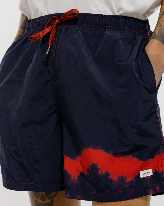 Bather Over Dyed Indigo Red Swim Trunk