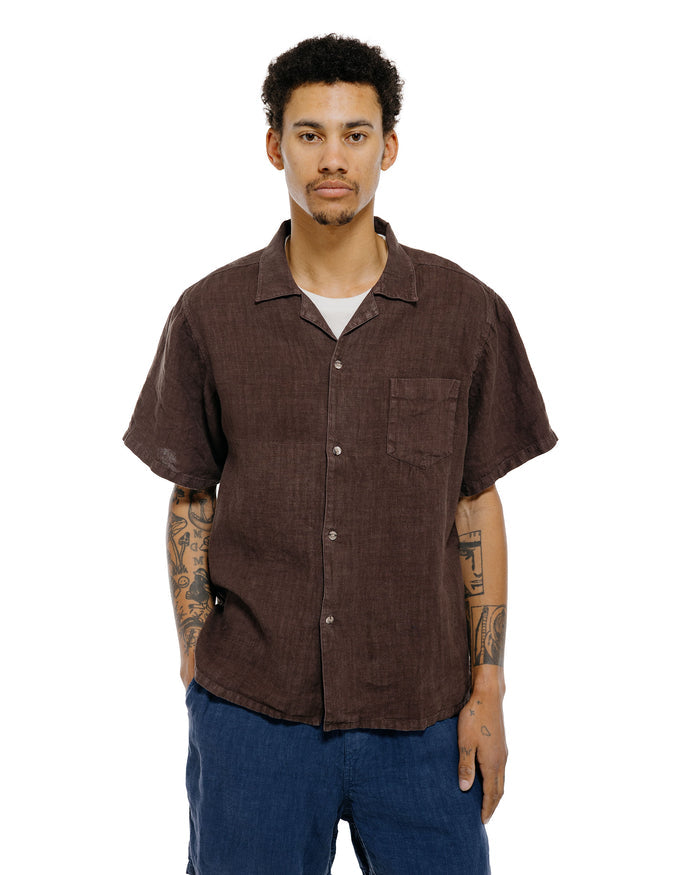 lost & found Bather Bather Espresso Linen Camp Shirt