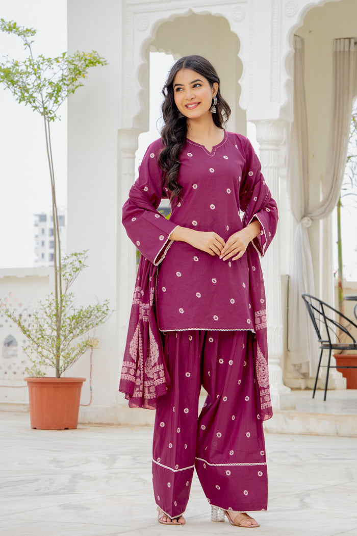 BERRY WINE FARSHI SUIT SET