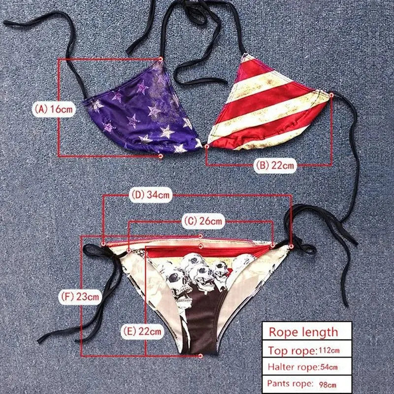 Bikinis 2021 Mujer Swimwear  Plavky Beach Wear Skull Hand Printed Bikini Maillot De Bain Femme Biquini Swimsuit Y03028