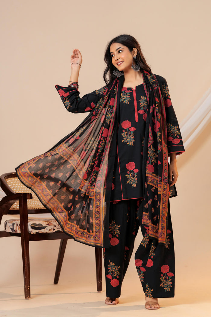 BLACK BLOSSOM FARSHI SUIT SET