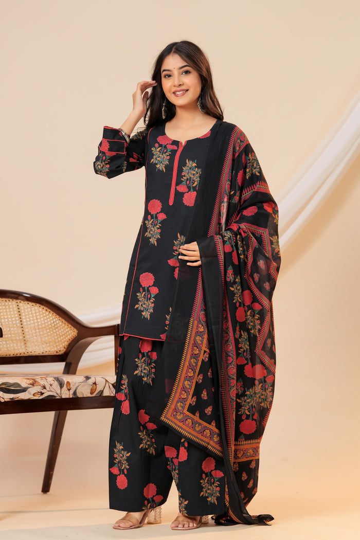 BLACK BLOSSOM FARSHI SUIT SET