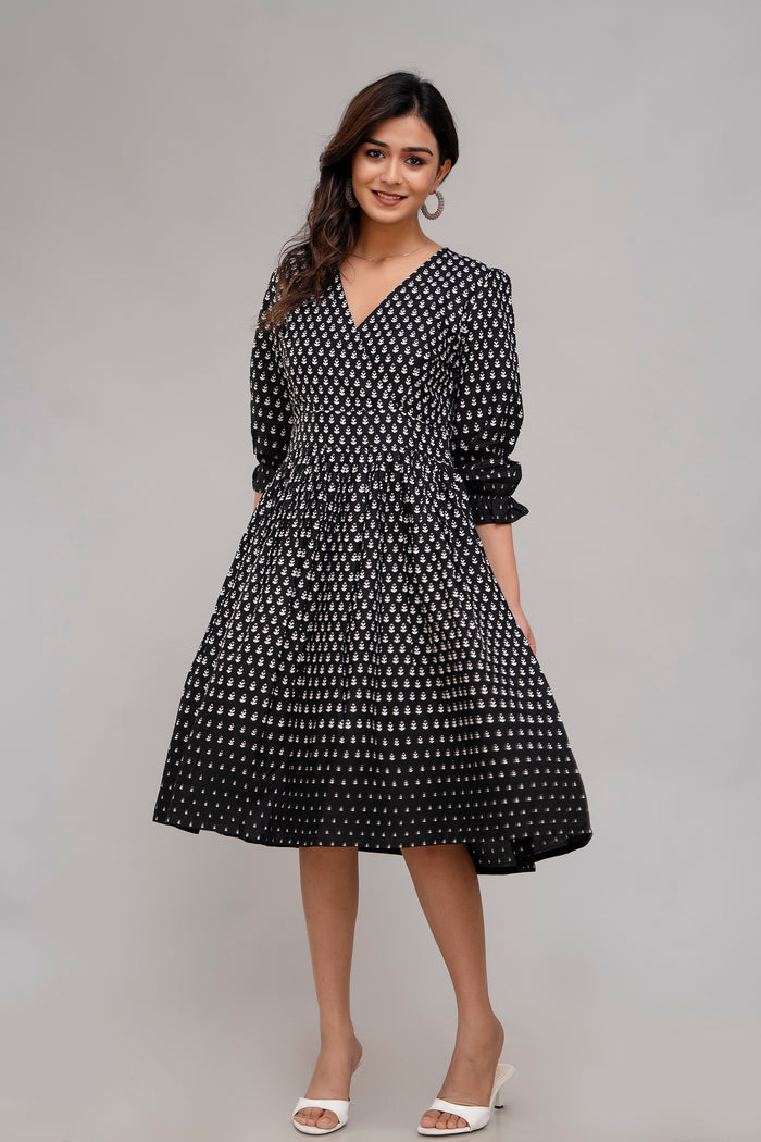 BLACK FIT AND FLAIR DRESS