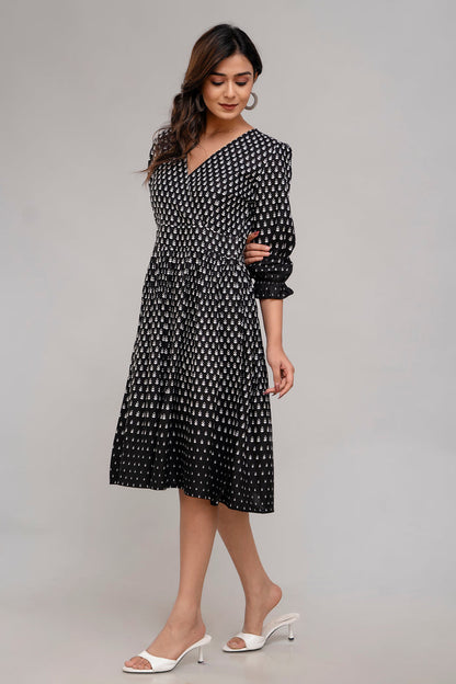 BLACK FIT AND FLAIR DRESS
