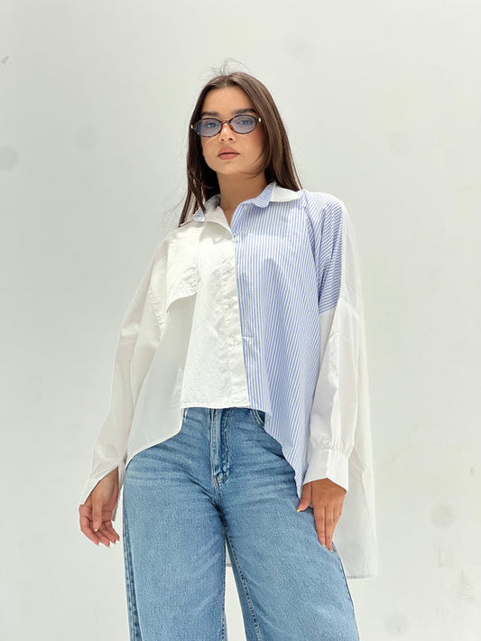 Blue Breeze Shirt -White X Blue