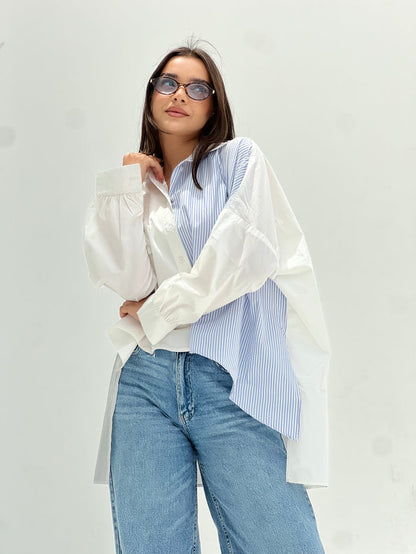 Blue Breeze Shirt -White X Blue