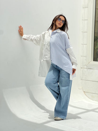 Blue Breeze Shirt -White X Blue