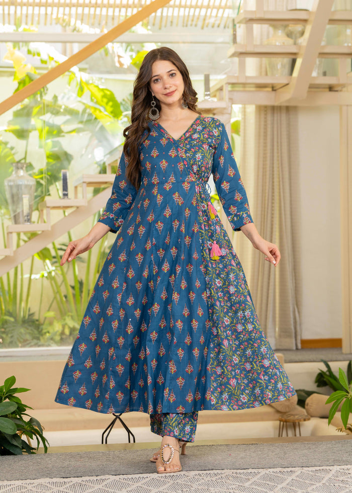 BLUE PINK ANGRAKHA ANARKALI