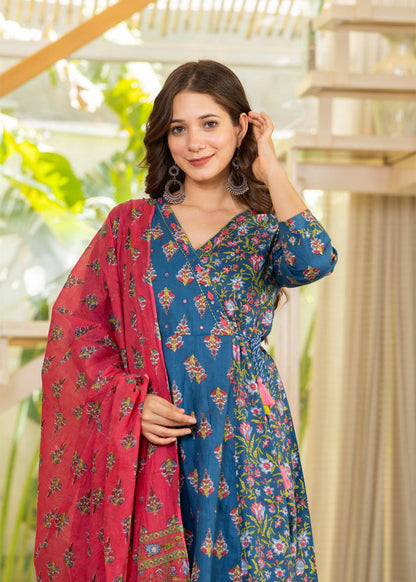 BLUE PINK ANGRAKHA ANARKALI