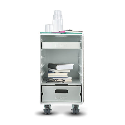 bordbar | box trolley | door hinge left + bedside equipment | white
