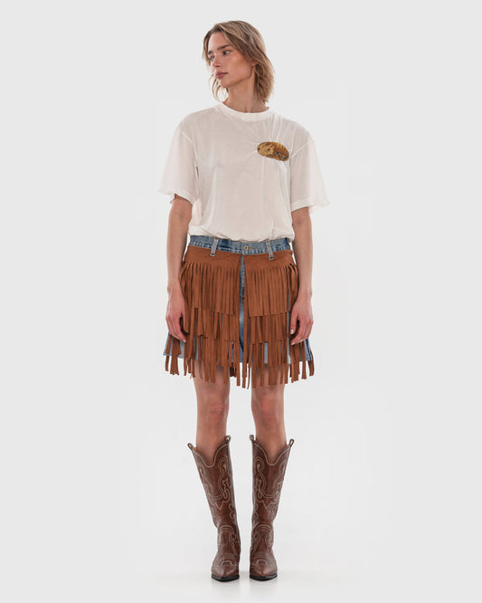 Buy Brandless Tapestry-Patch Cotton T-shirt – Tops by Ksenia Schnaider | Ethical & Sustainable Fashion