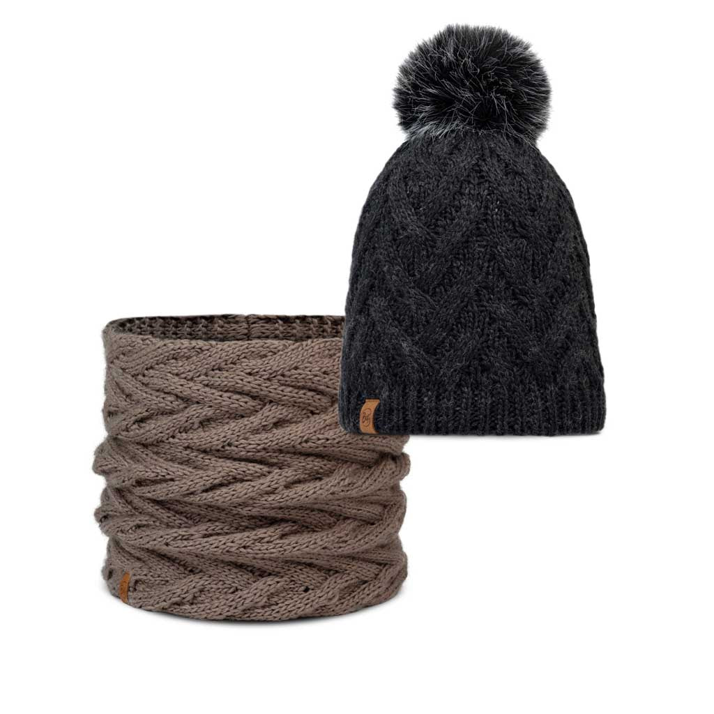 Caryn Knitted Beanie & Fleece Band