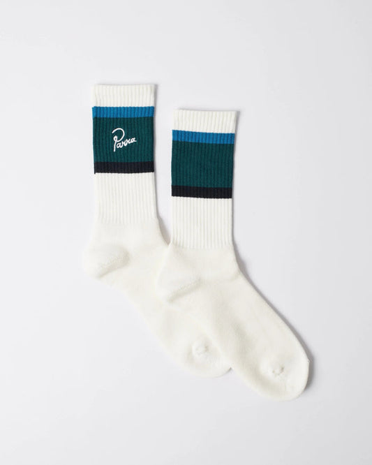 By Parra Signature Striped Crew Socks - Mallard Green