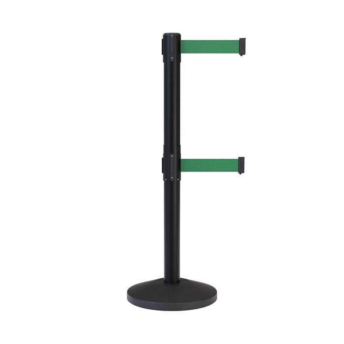 CCW Series RBB - 100D Dual Retractable Belt Barrier Black Post - 11 Ft. Belt - Crowd Control Warehouse