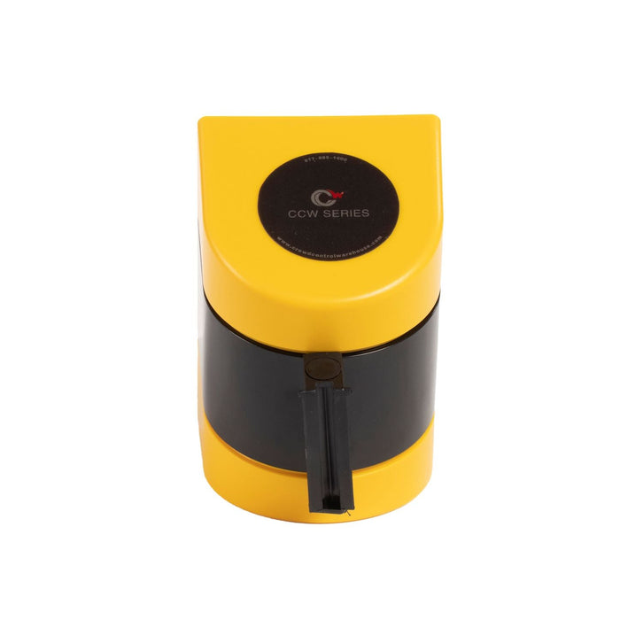 CCW Series WMB - 230 - Wall Mounted Retractable Belt Barrier With Yellow Fixed ABS Case - 20, 25 & 30 Ft. Belts - Crowd Control Warehouse