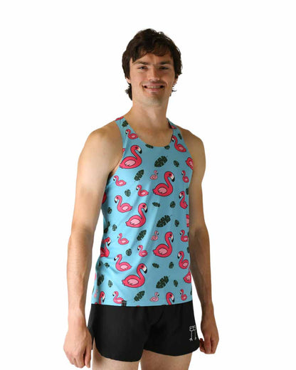 Men's Blue Flamingo Performance Singlet