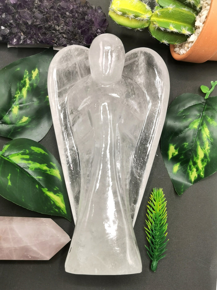 Clear Quartz Angel figurine - Spathik / Crystal Healing - 6 inches and 825 gms - Shwasam