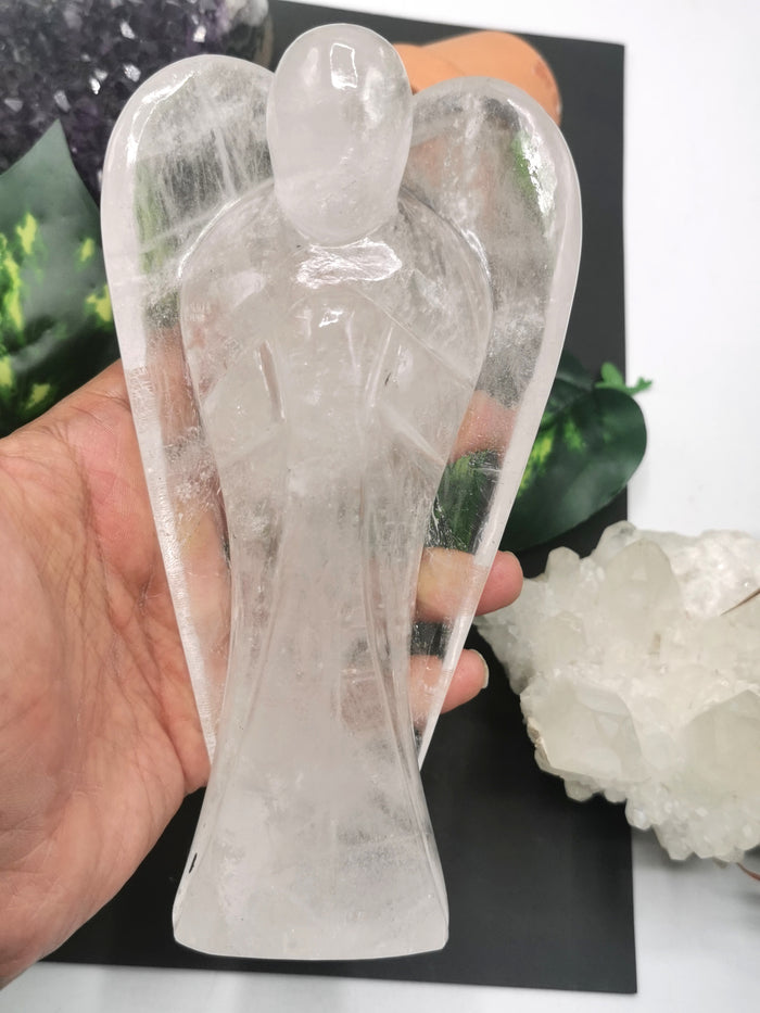 Clear Quartz Angel figurine - Spathik / Crystal Healing - 6 inches and 825 gms - Shwasam