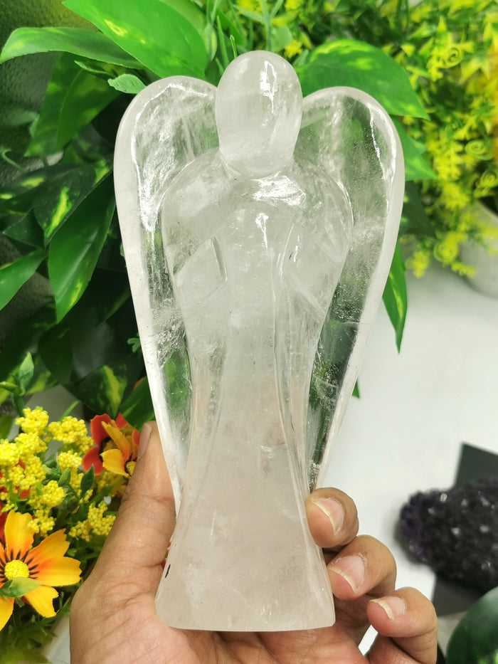 Clear Quartz Angel figurine - Spathik / Crystal Healing - 6 inches and 825 gms - Shwasam