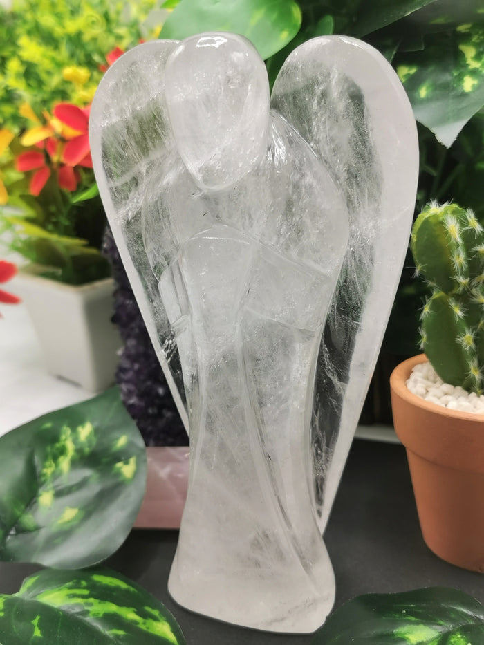 Clear Quartz Angel figurine - Spathik / Crystal Healing - 6 inches and 825 gms - Shwasam
