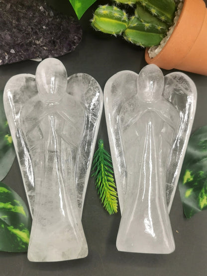 Clear Quartz Angel figurine - Spathik / Crystal Healing / Reiki / Chakra - 6 inches and 625 gms - Shwasam