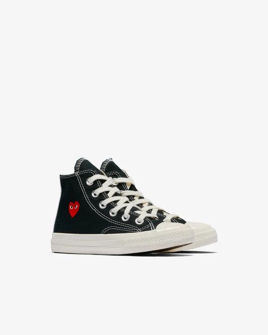 Comme des Garçons PLAY Kids' Small Red Heart Chuck Taylor All Star '70 High Sneakers - Black - AZ-K502-001-1