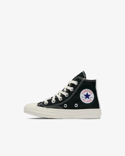 Comme des Garçons PLAY Kids' Small Red Heart Chuck Taylor All Star '70 High Sneakers - Black - AZ-K502-001-1
