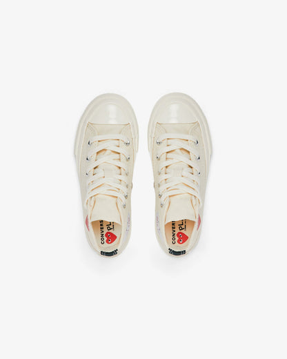 Comme des Garçons PLAY Kids' Small Red Heart Chuck Taylor All Star '70 High Sneakers - White - AZ-K502-001-2