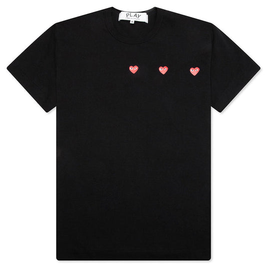 COMME DES GARCONS PLAY Multi Red Heart Logo Print Tee - Black - AX-T337-051-1