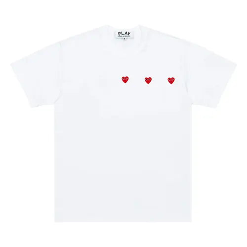 COMME DES GARCONS PLAY Multi Red Heart Logo Print Tee - White - AX-T337-051-3