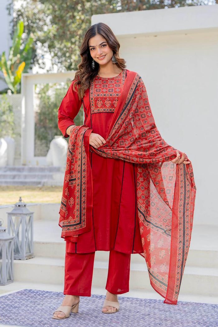 CORAL LACE STRAIGHT SUIT SET