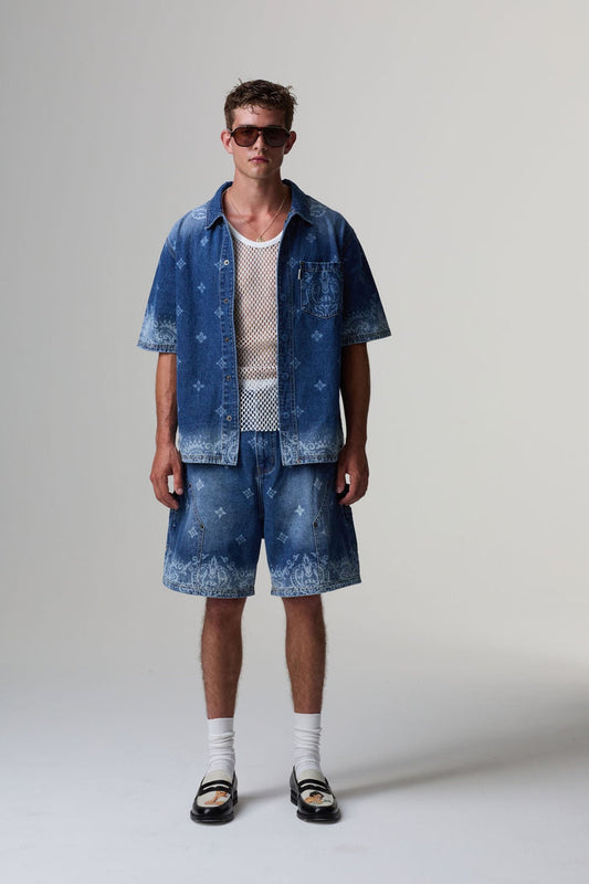 Criminal Damage Laser Print Denim Short