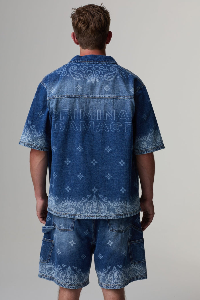 Criminal Damage Laser Print Denim Short